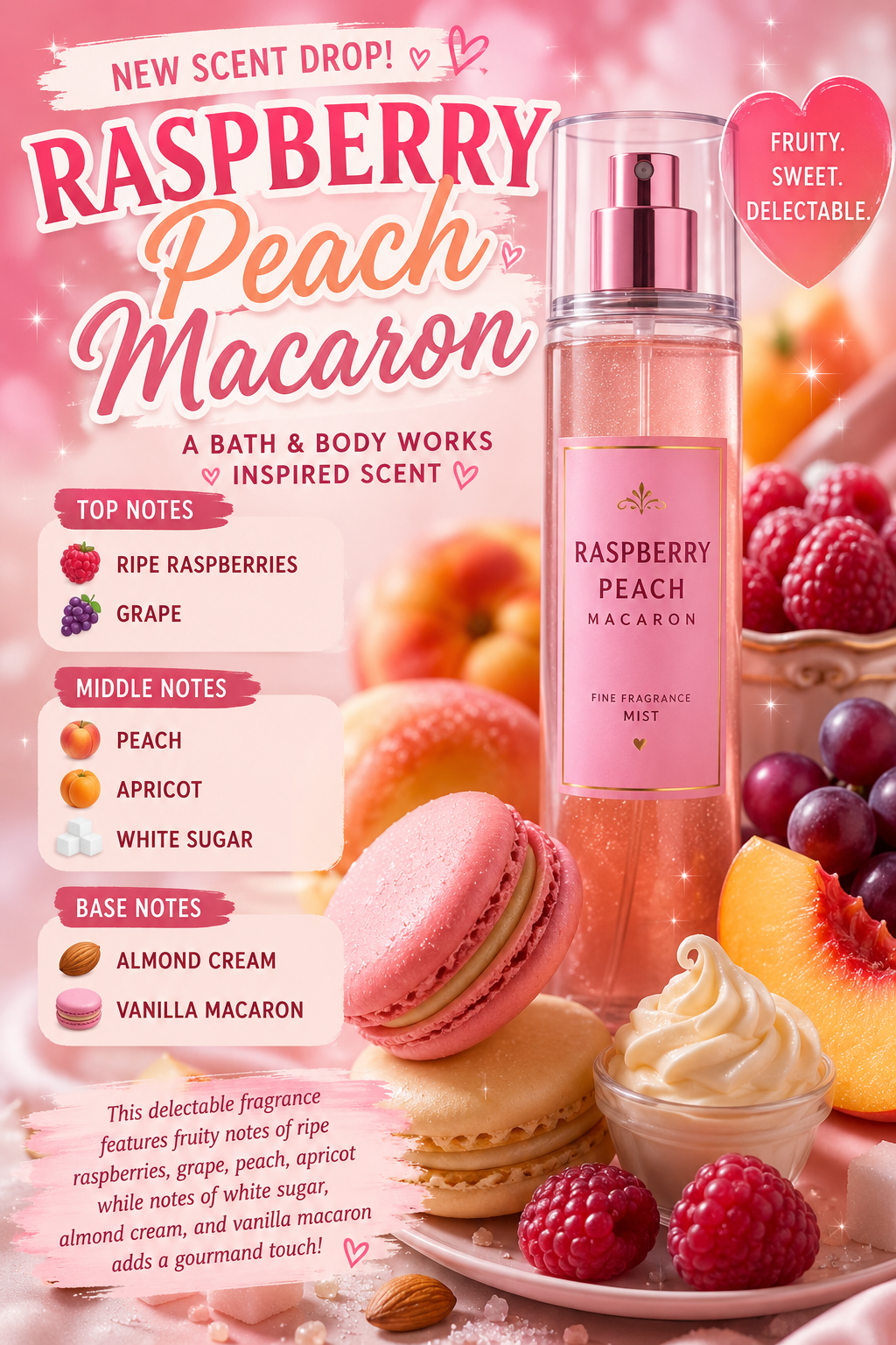 Raspberry Peach Macaron