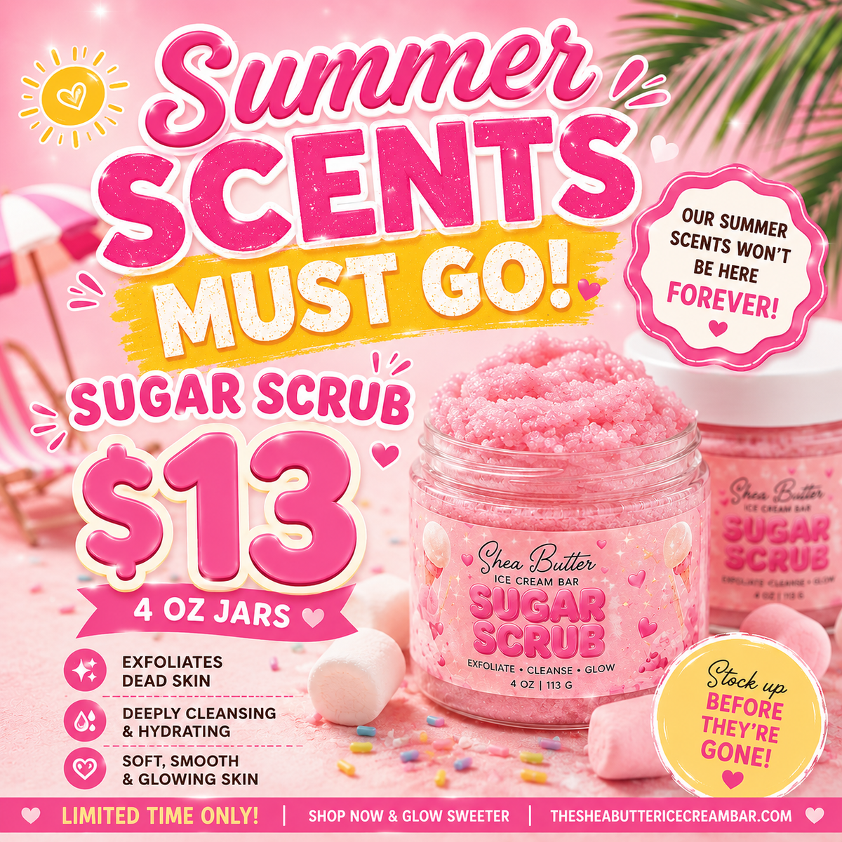 $13 4oz  Sugar Scrub Live